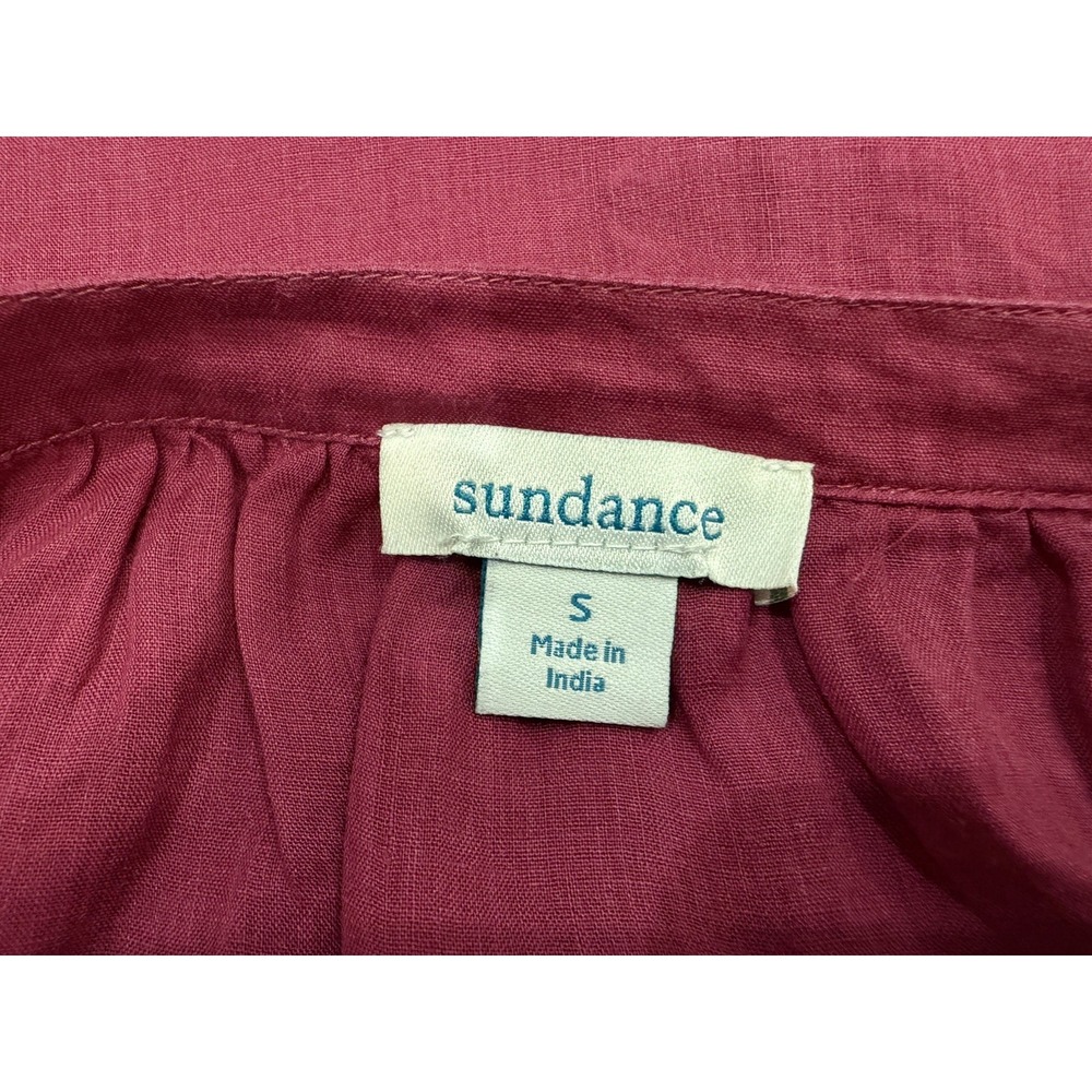 Sundance Shayda Red Lightweight Peasant Top w/floral embroidery & Tassels S - Picture 7 of 8